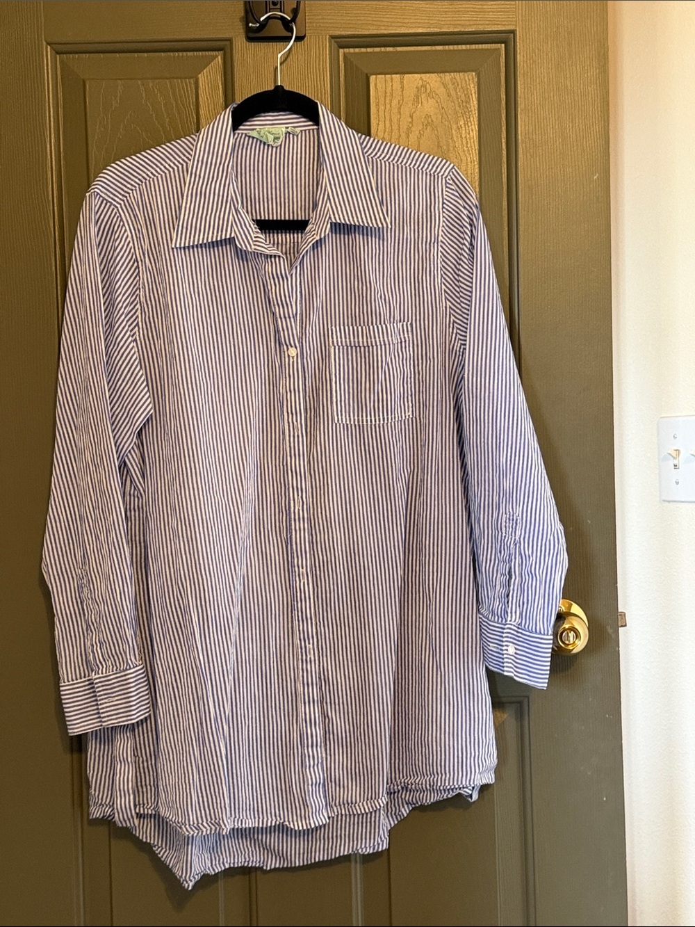 Light Blue & White Striped Women's Swim Coverup Shirt